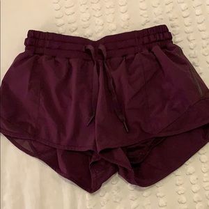 Maroon lululemon running shorts